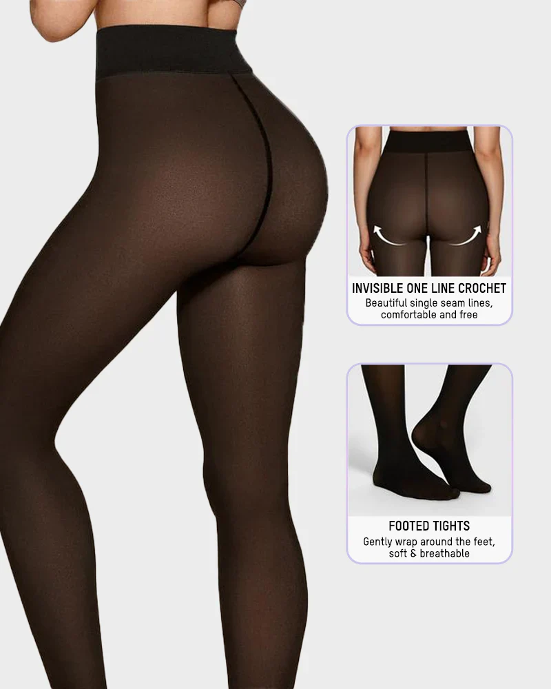 Semi-Transparent Single Seam Fleece Lined Tights - Image 6
