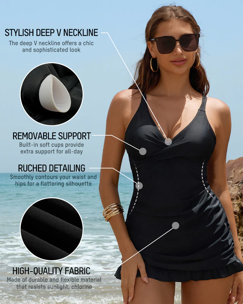 Deep V Cross-Back Ruched One-Piece Swimsuit - Image 21