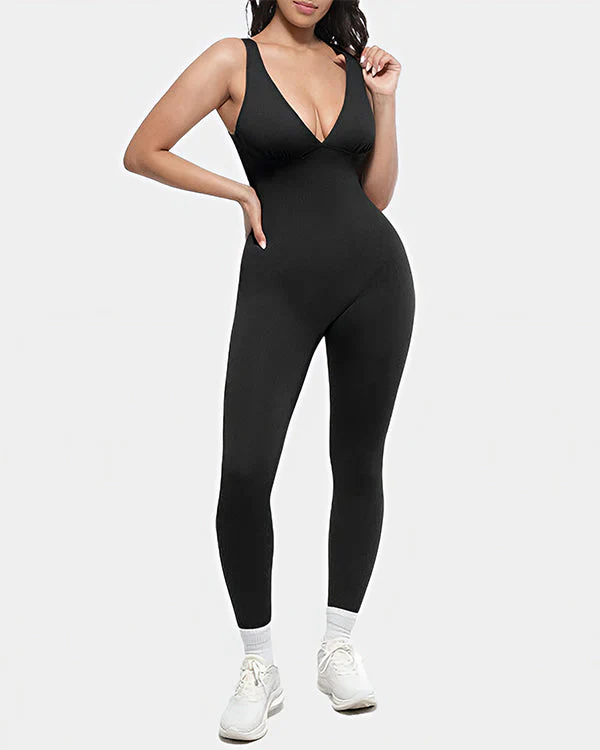 Deep V Tummy Control Sculpting Jumpsuit - Image 2