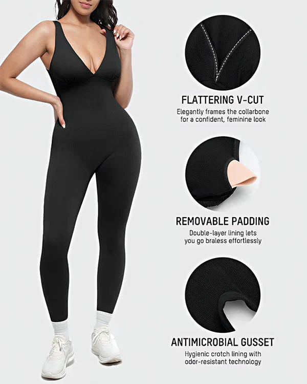 Deep V Tummy Control Sculpting Jumpsuit - Image 6