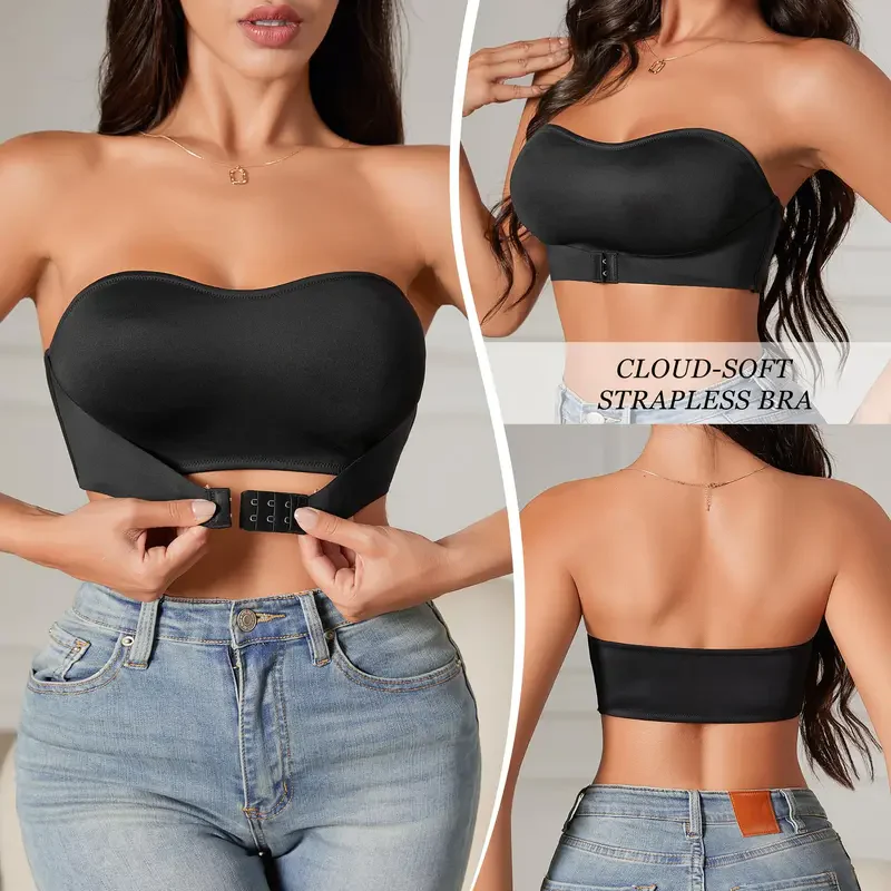 Front Closure Wireless Seamless Bandeau Bra - Image 2