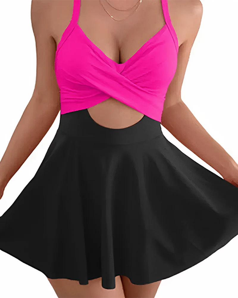 High Waist Cutout One Piece  Tummy Control Swimdress - Image 11