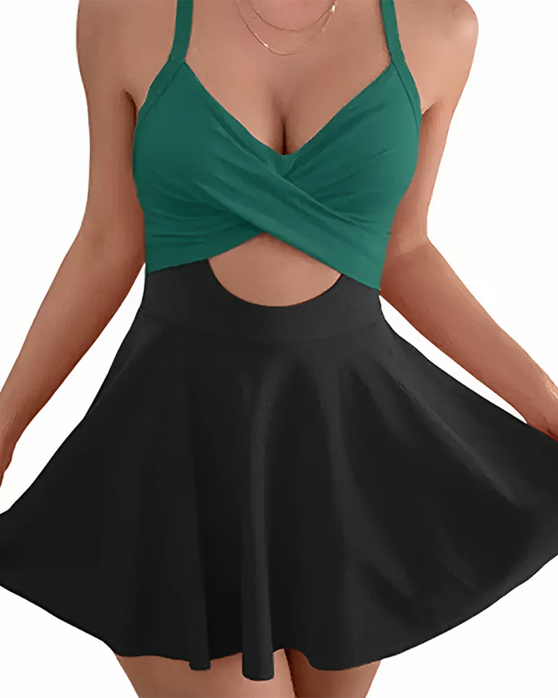High Waist Cutout One Piece  Tummy Control Swimdress - Image 13