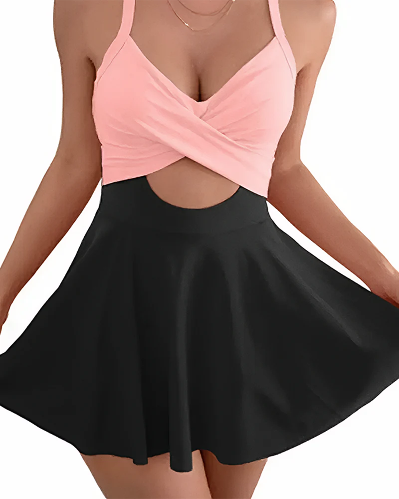 High Waist Cutout One Piece  Tummy Control Swimdress - Image 5