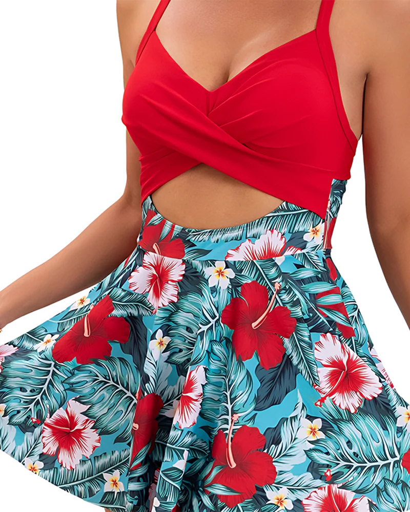 High Waist Cutout One Piece  Tummy Control Swimdress - Image 6