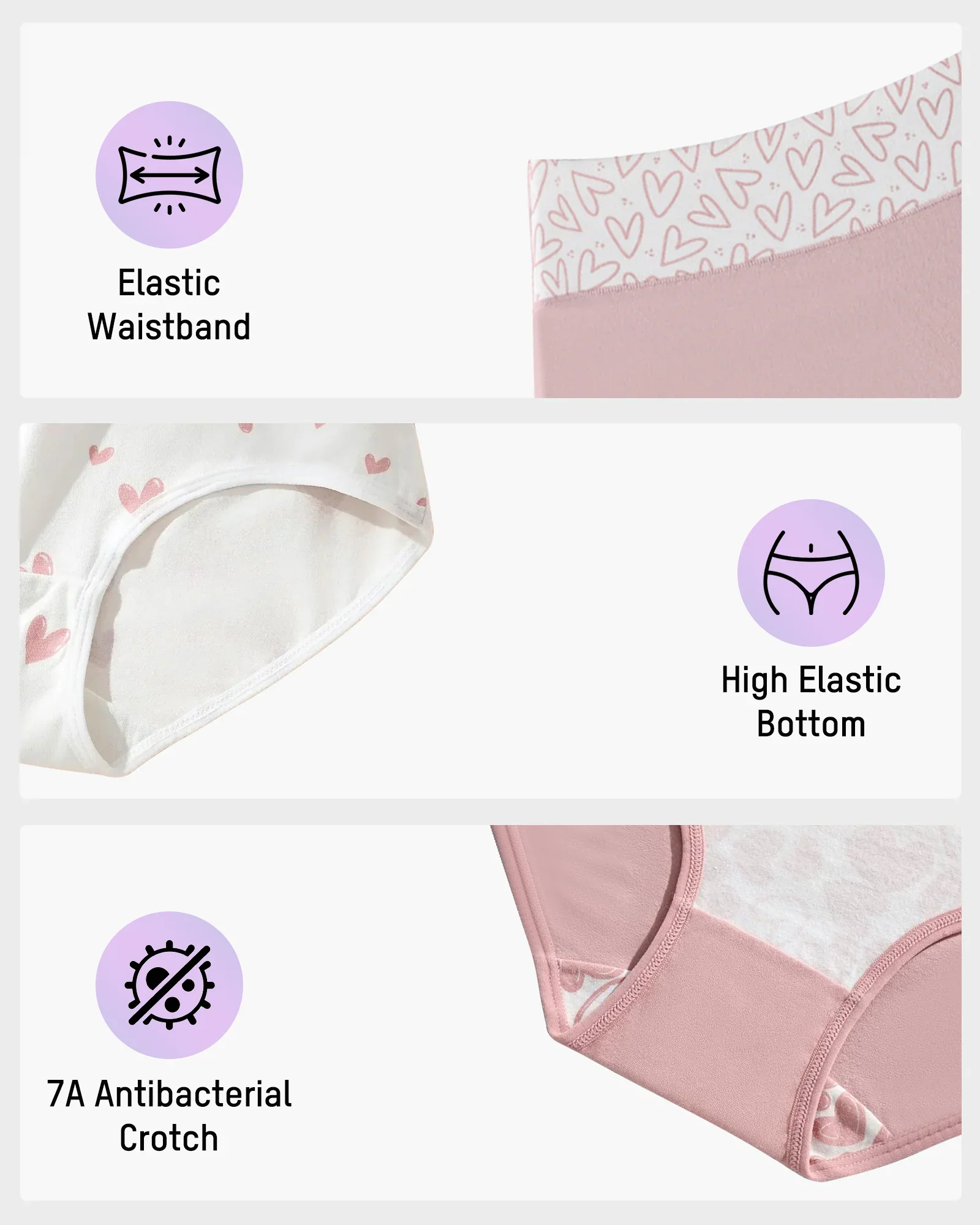 Soft Cotton Heart Print High-Waist Panties (6 Pack) - Image 10