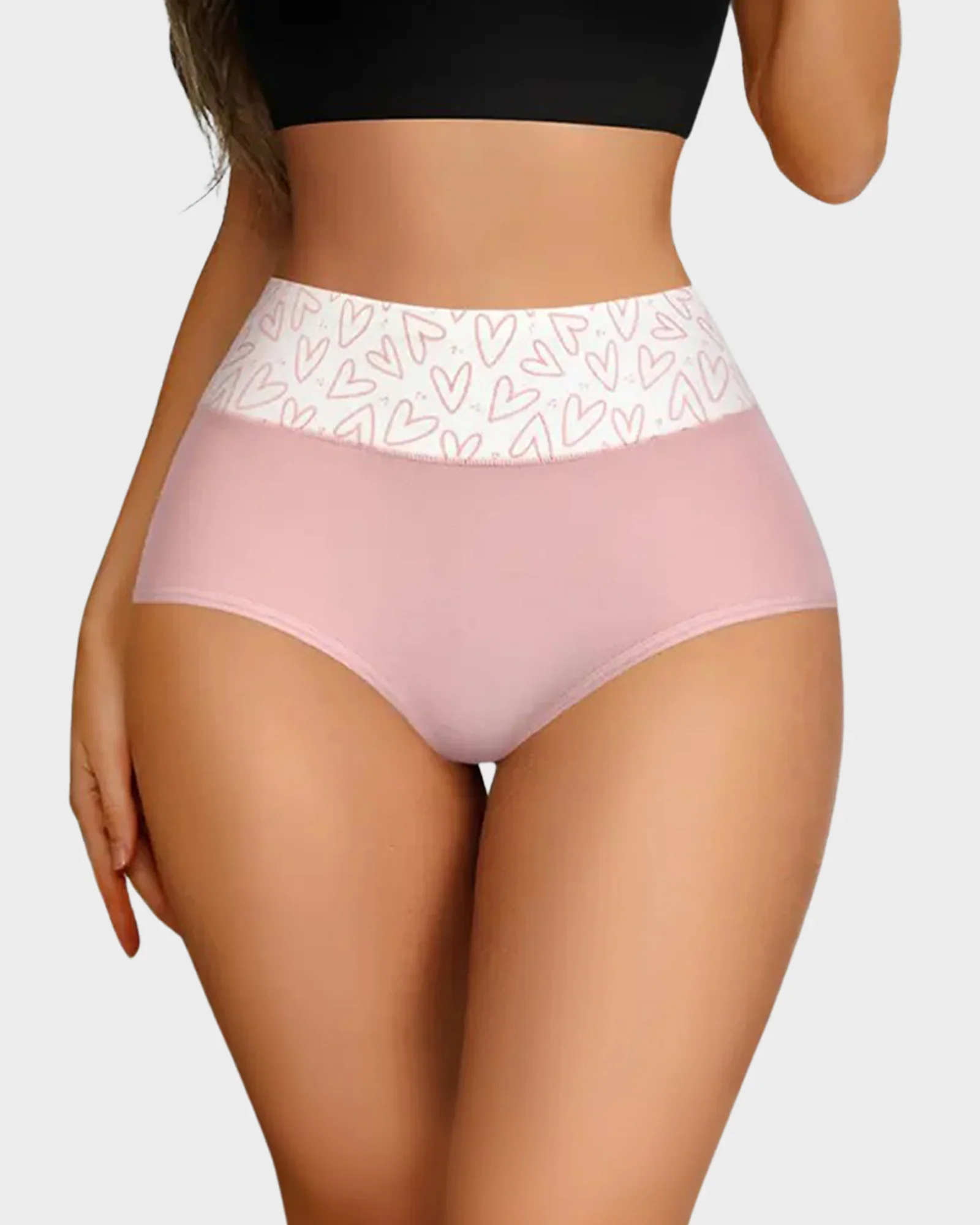 Soft Cotton Heart Print High-Waist Panties (6 Pack) - Image 2