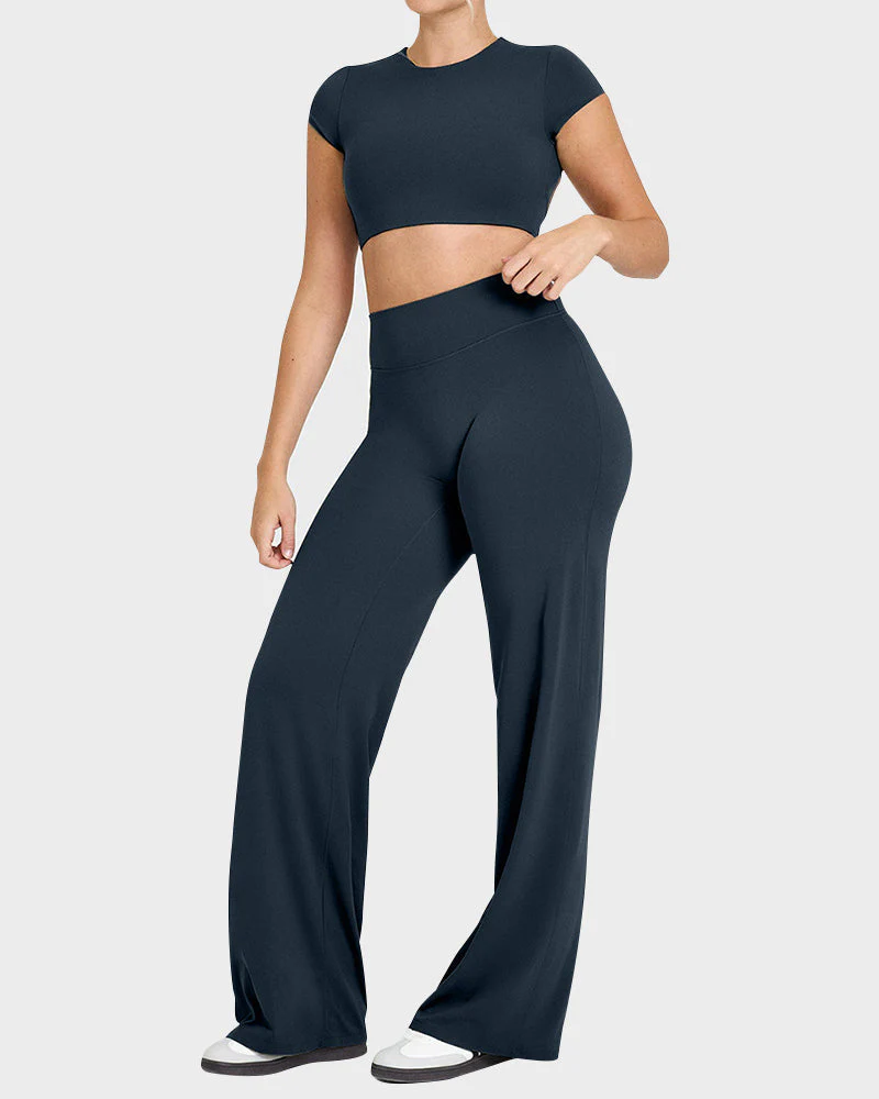 High-Waisted Elastic Wide-Leg Lounge Yoga Pants - Image 5