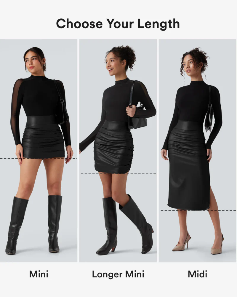High Waisted Tummy Control Ruched Fleece Mini Skirt - Image 13