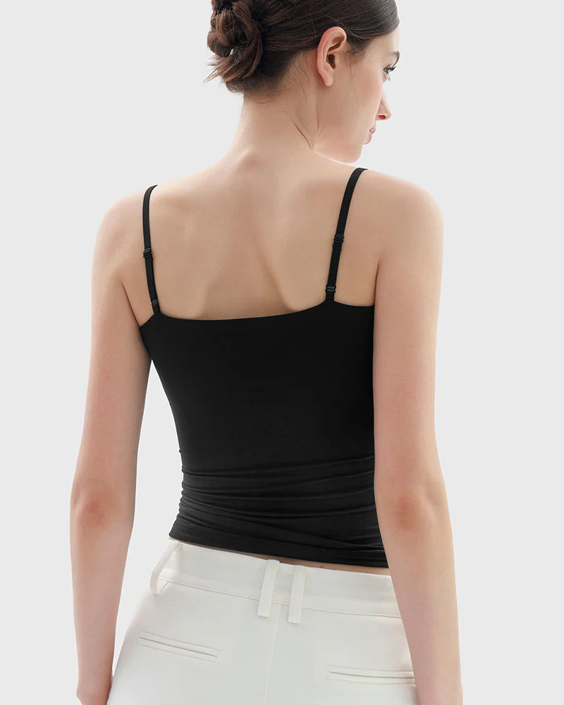 Minimalist Slim Tank Top – Square Neck & Adjustable Straps - Image 3