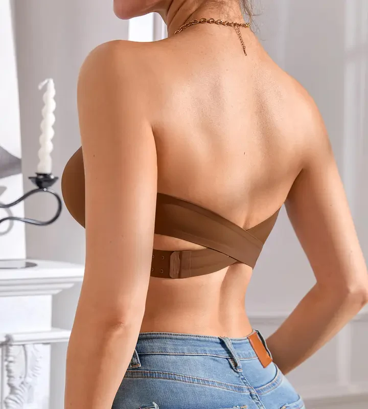 Non-Slip Crossover Side Hook Bandeau Bra - Image 10