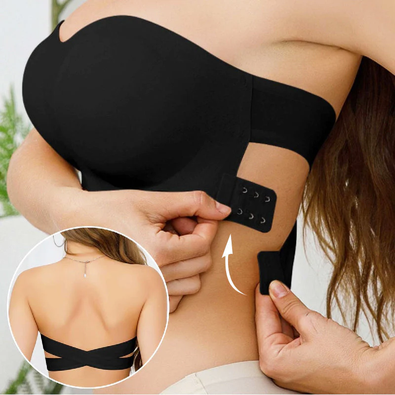 Non-Slip Crossover Side Hook Bandeau Bra - Image 4