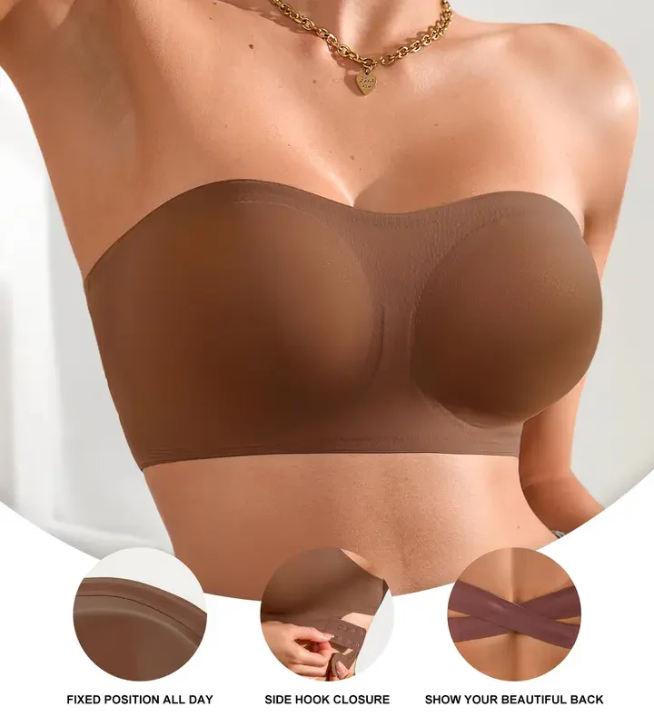 Non-Slip Crossover Side Hook Bandeau Bra - Image 6