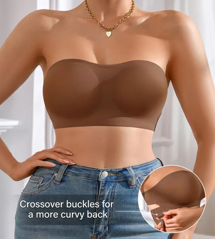 Non-Slip Crossover Side Hook Bandeau Bra - Image 8