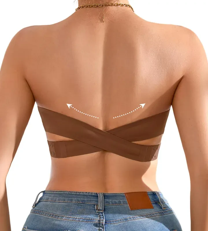 Non-Slip Crossover Side Hook Bandeau Bra - Image 9