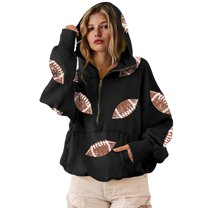 ‘Glam Kickoff’ Long Sleeve Zip Hoodie - Image 2