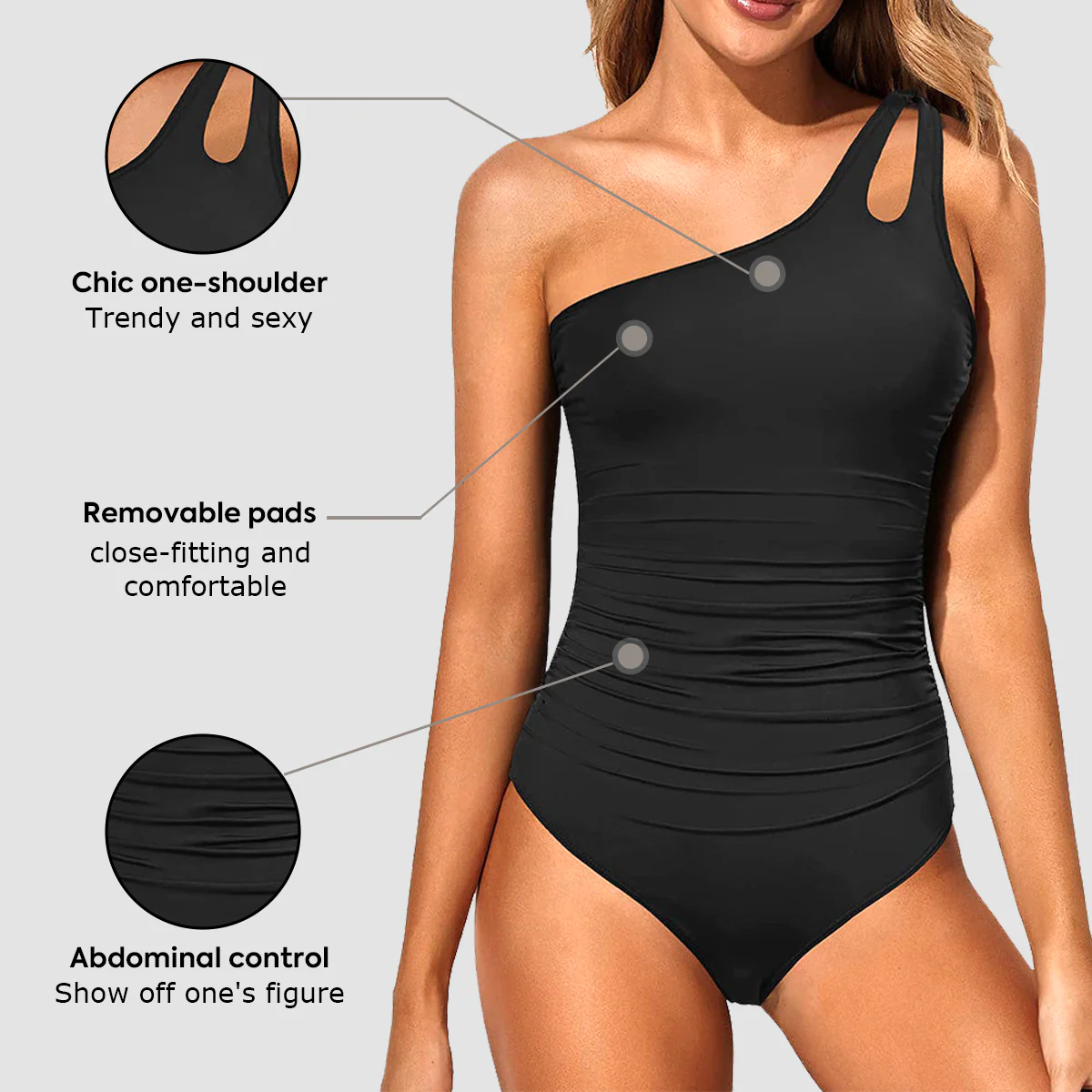 One Shoulder One Piece Swimsuit - Image 5