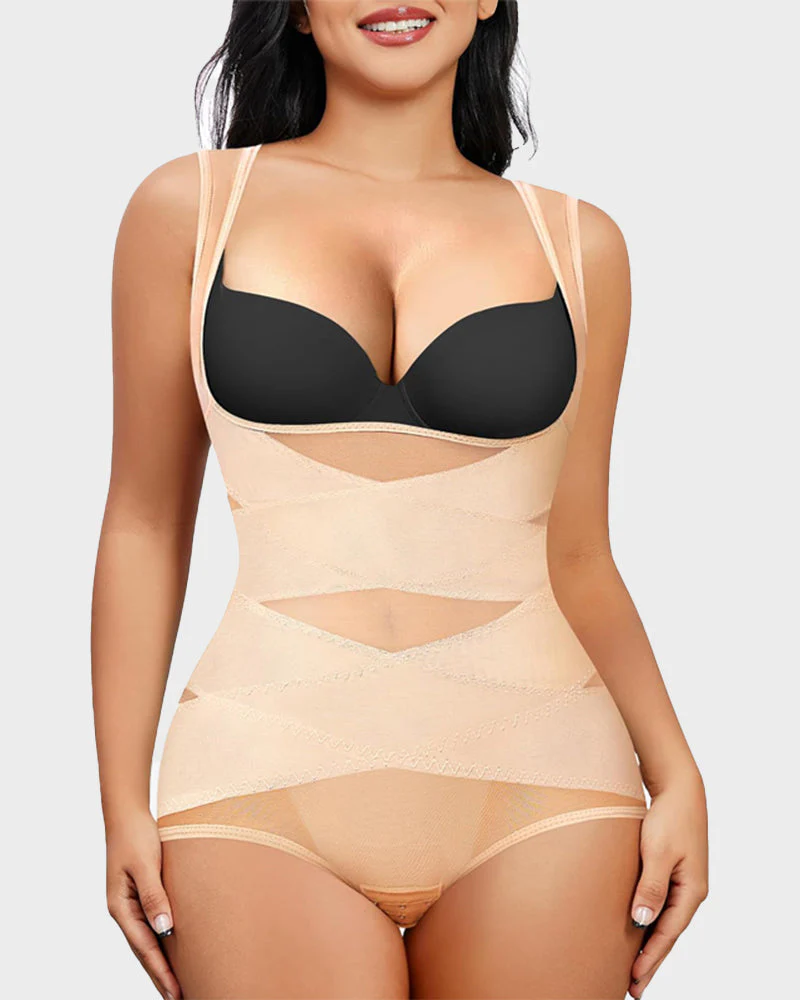 Open Bust Cross Compression Body Shaper - Image 13