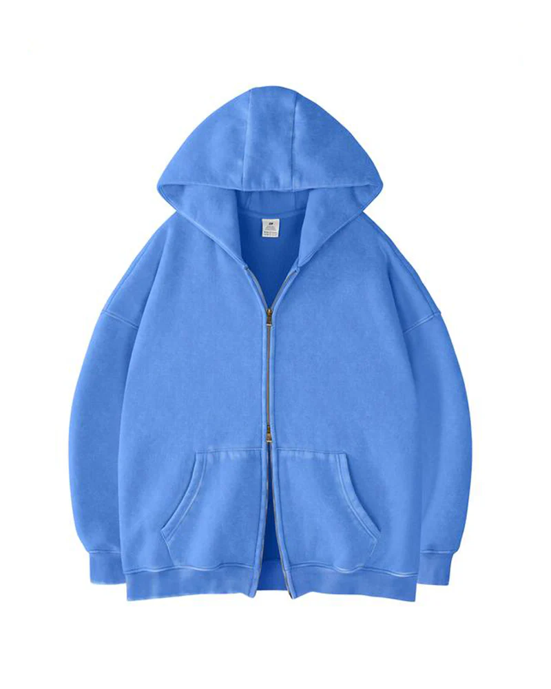 Oversized Unisex Acid Wash Zip Hoodie - Image 13