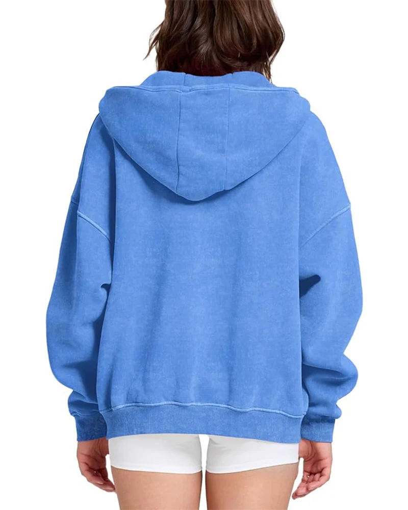 Oversized Unisex Acid Wash Zip Hoodie - Image 8