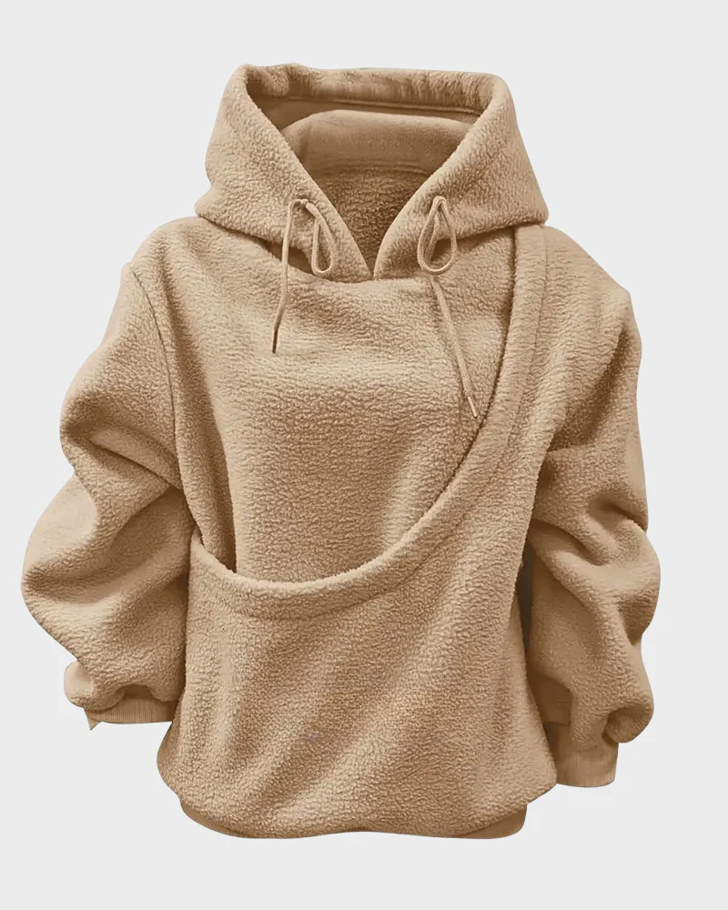 Women's Pet Pocket Hoodie Oversized Plush Carrier Pullover - Image 6