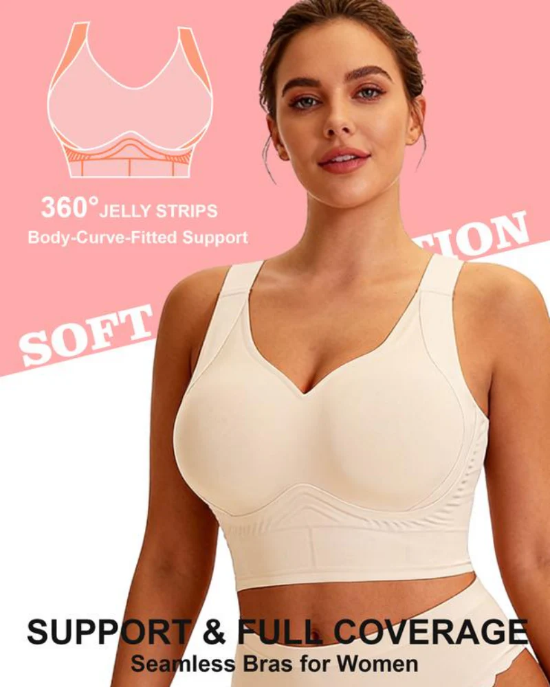 Plus Size Back Fat Smoothing Bra Jelly Seamless Push Up - Image 5