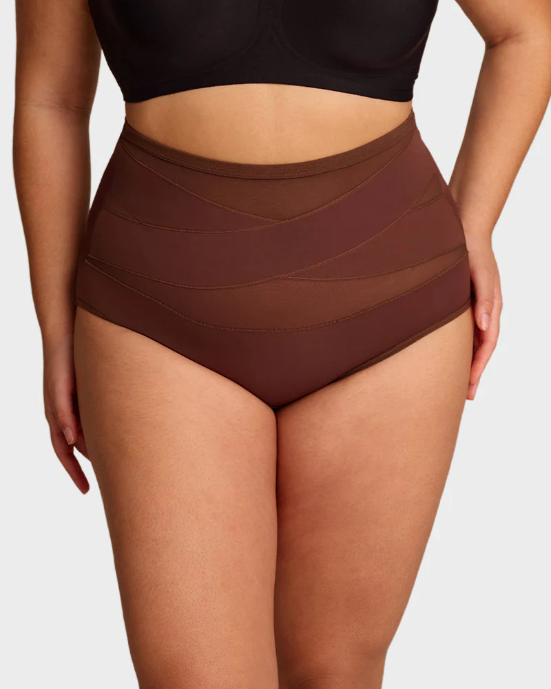Plus-Size High-Waist Cross Tummy Control Panties (5 Pack) - Image 11