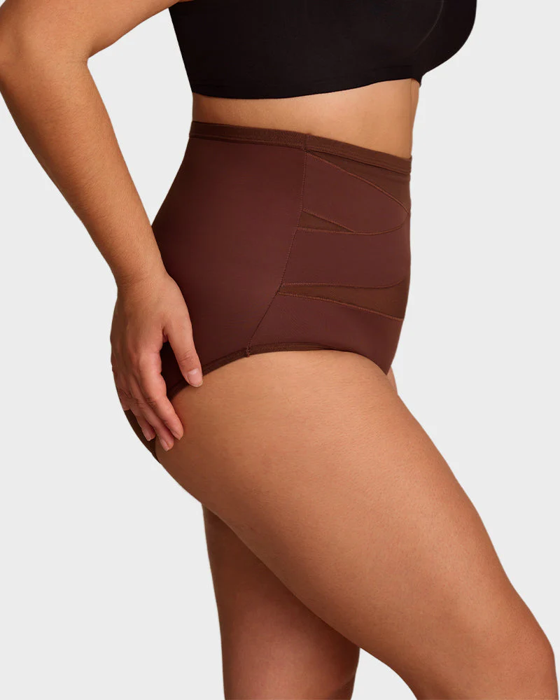Plus-Size High-Waist Cross Tummy Control Panties (5 Pack) - Image 12