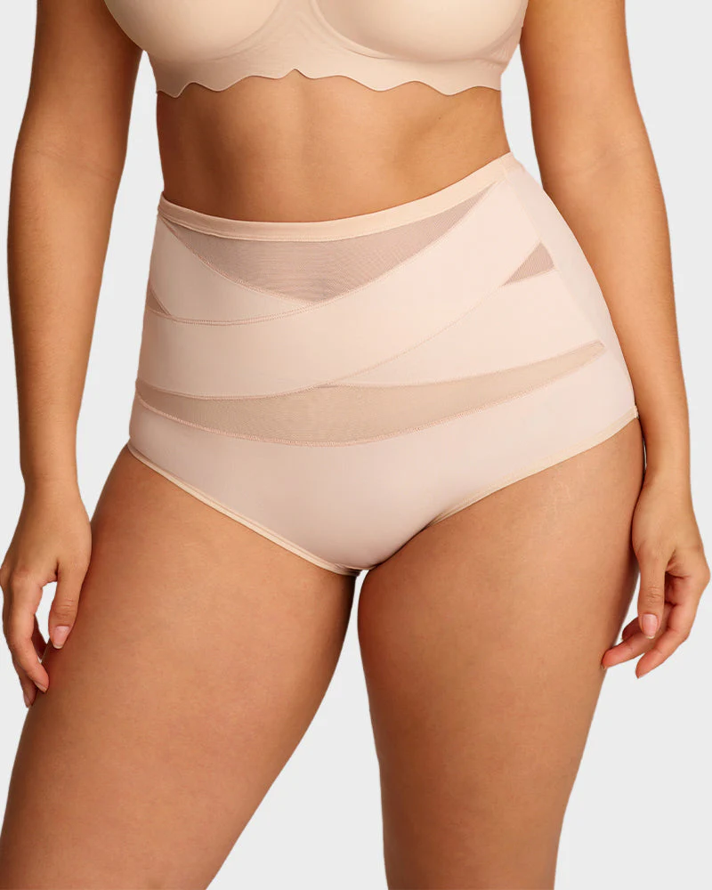 Plus-Size High-Waist Cross Tummy Control Panties (5 Pack) - Image 3