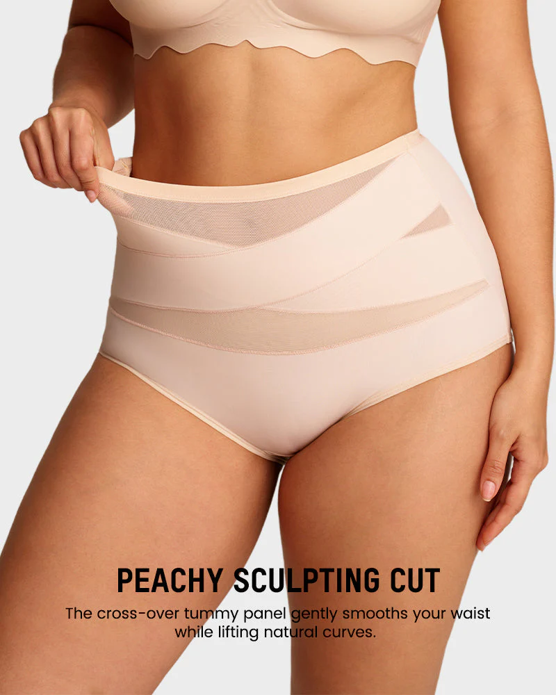 Plus-Size High-Waist Cross Tummy Control Panties (5 Pack) - Image 6