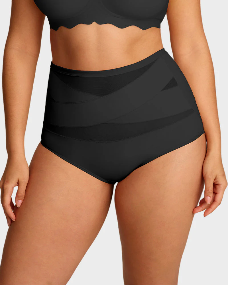 Plus-Size High-Waist Cross Tummy Control Panties (5 Pack) - Image 8