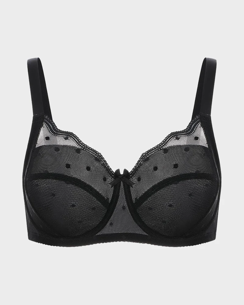 Polka Dot Lace Full-Coverage Minimizer Bra - Image 9