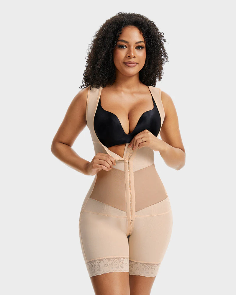 PowerMesh Double-Layer Open Bust Full Body Shaper