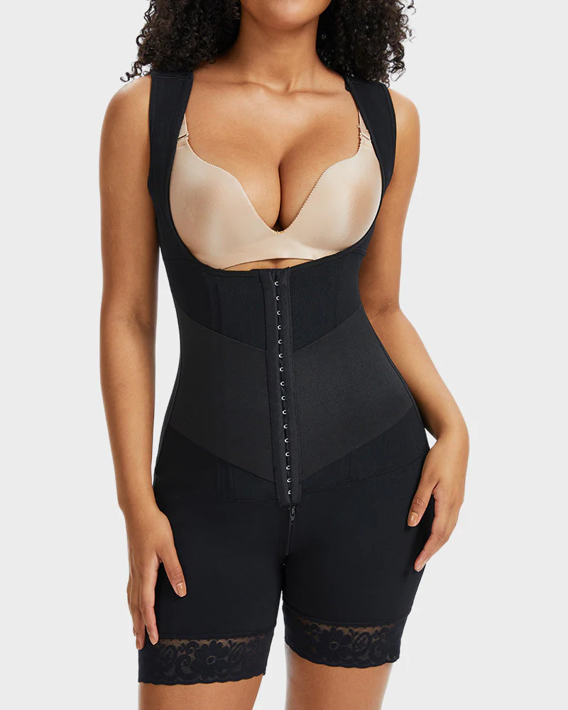 PowerMesh Double-Layer Open Bust Full Body Shaper - Image 10