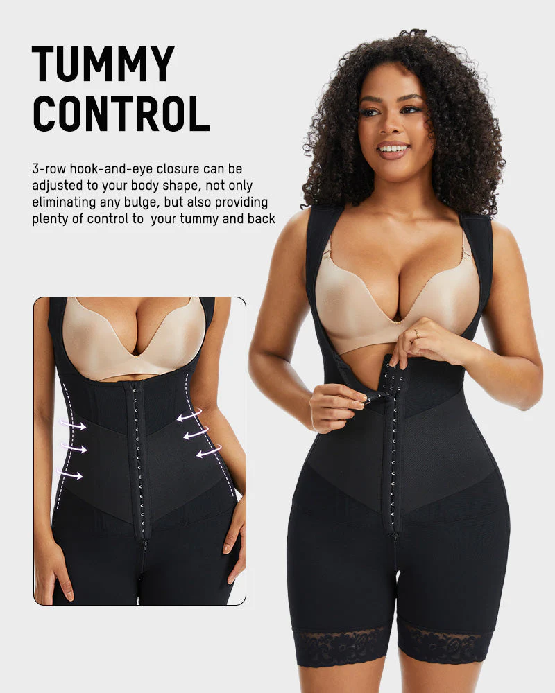 PowerMesh Double-Layer Open Bust Full Body Shaper - Image 12