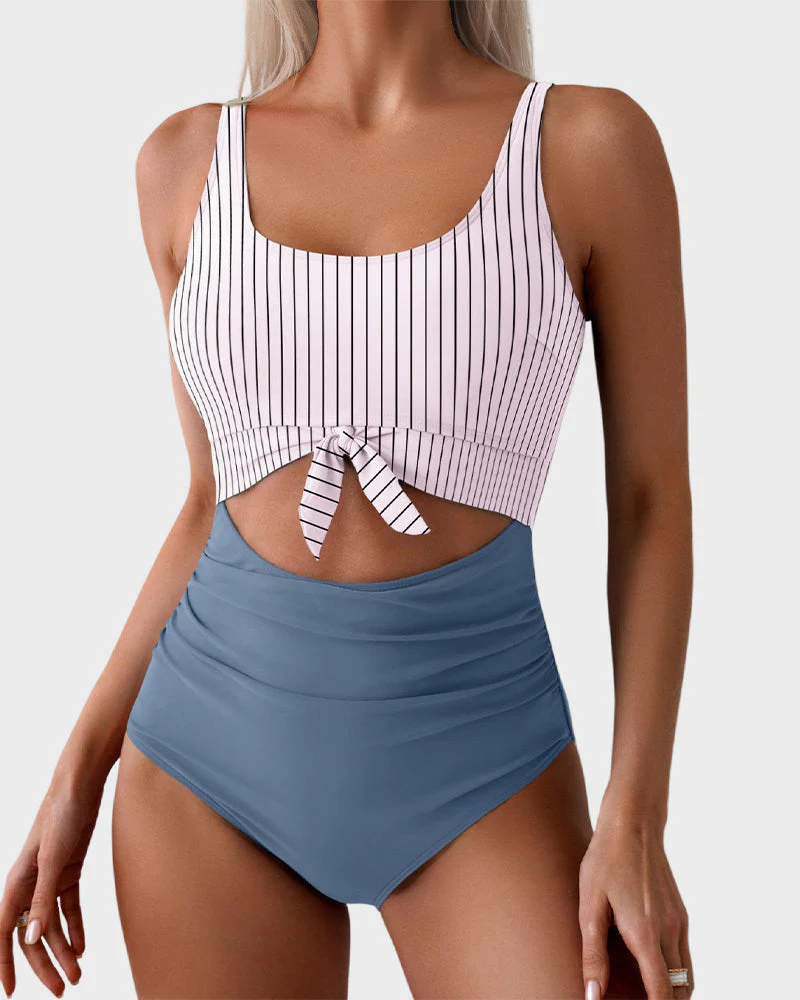Ruched Tie-Knot Tummy Control One-Piece Swimsuit - Image 7