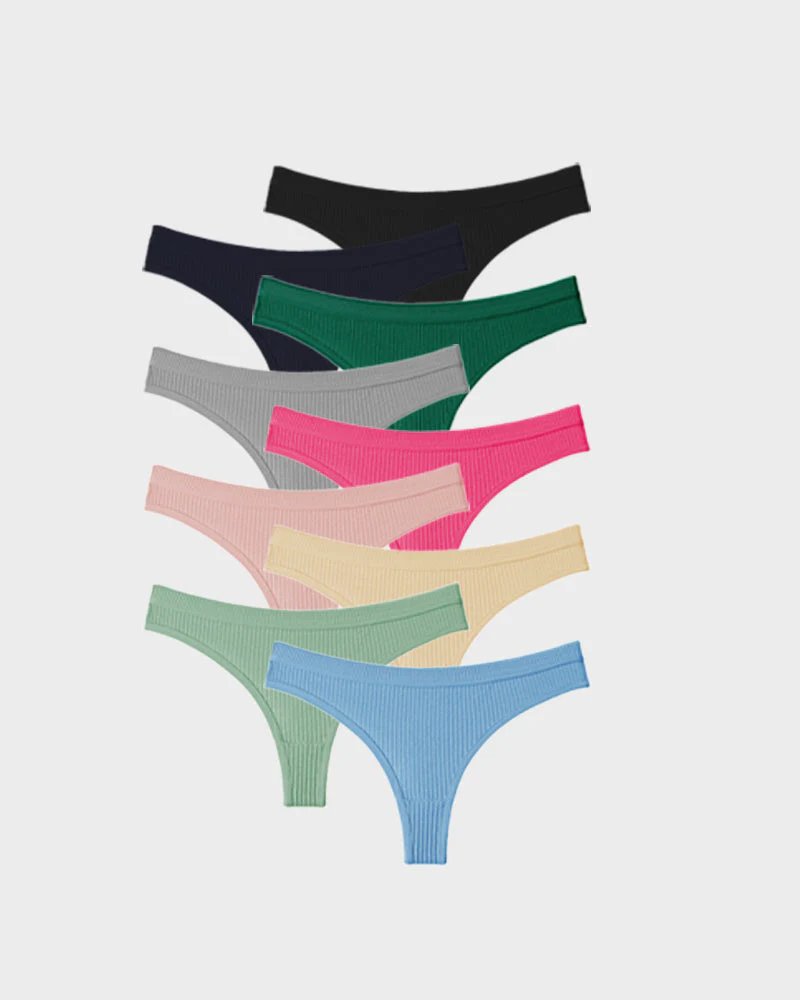 Seamless Low-Rise Cotton Thong Panty (9 Pack)