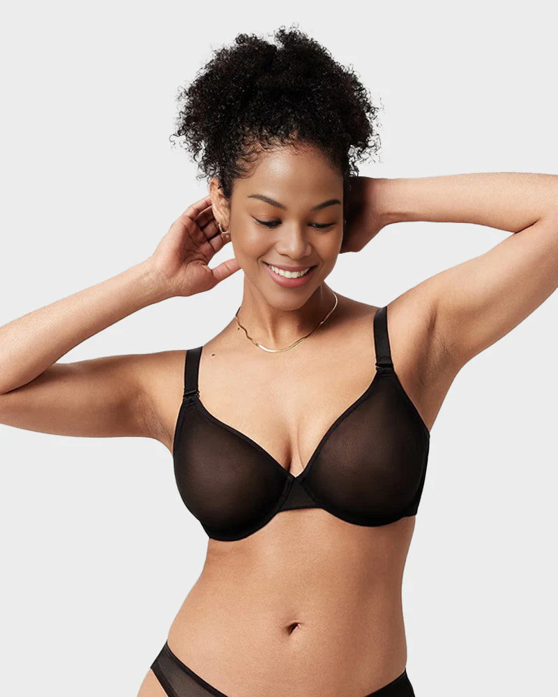 Seamless Mesh Unlined Underwire Bra - Image 2