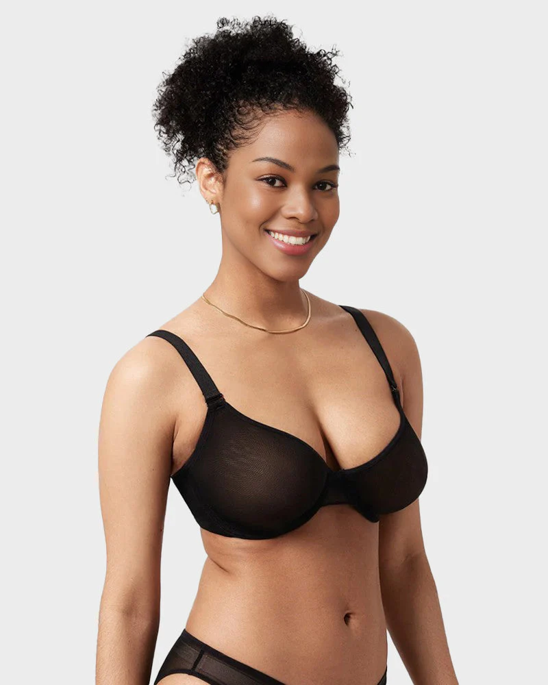 Seamless Mesh Unlined Underwire Bra - Image 3