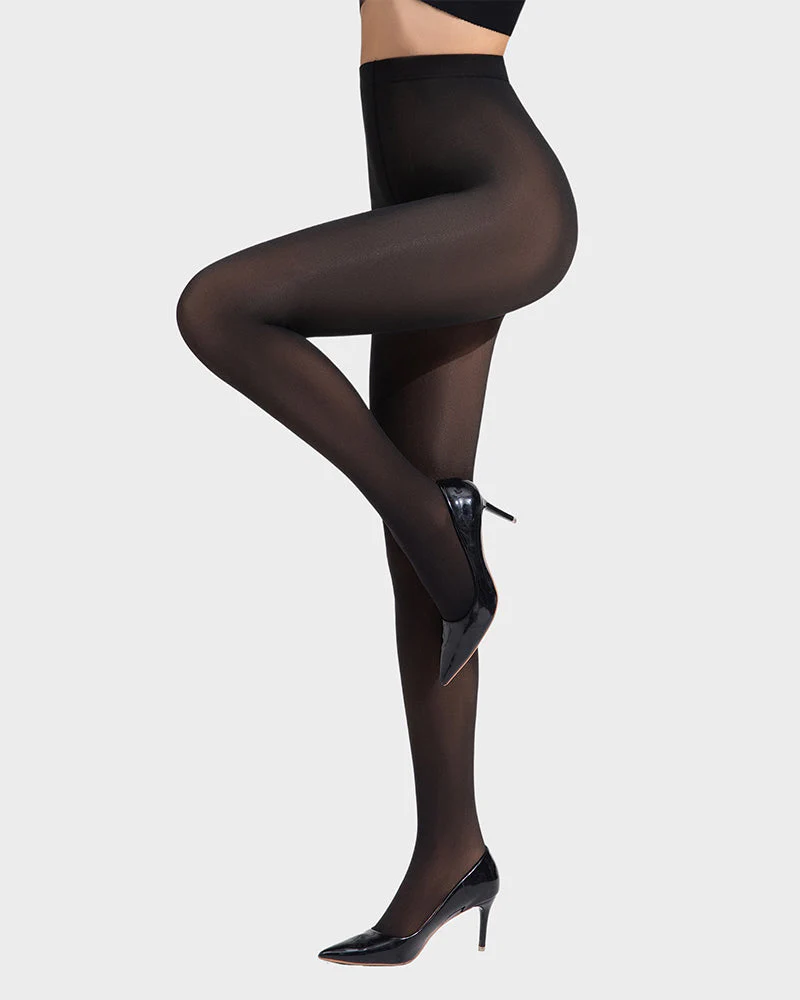 Slimming Semi-Sheer Black Tights - Image 3