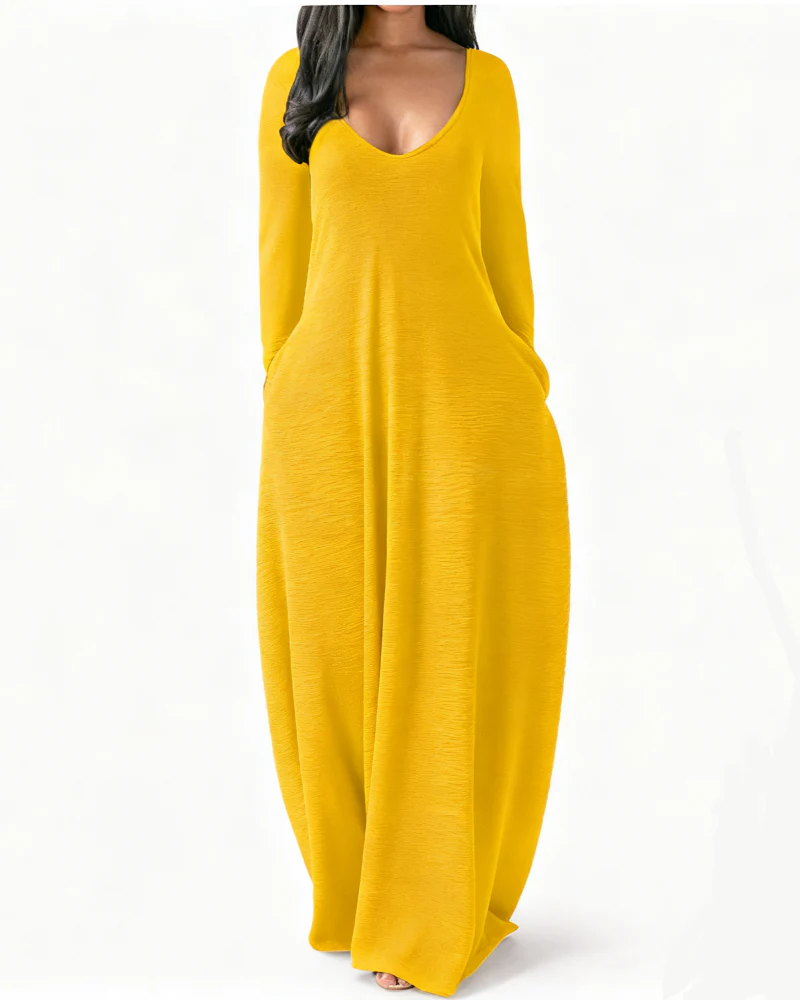 Solid Color Pocket Lounge Dress - Image 6