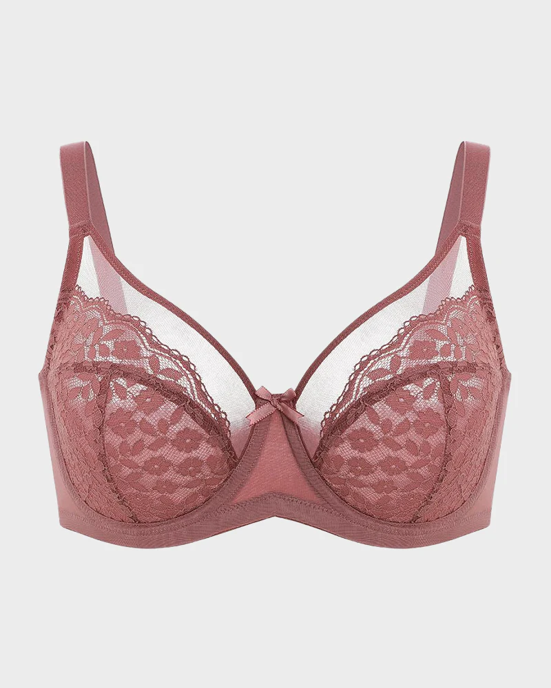 Unlined Floral Lace Minimizer Bra Comfort Fit Full Coverage - Image 12