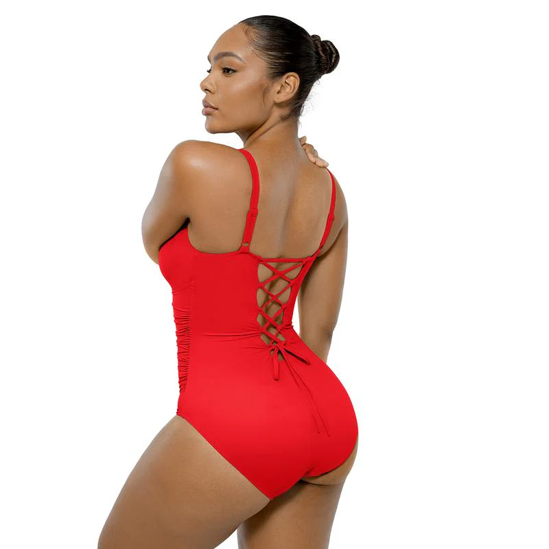 Smart Sculpt Back Drawstring Swimsuit with Tummy Tucking - Image 3