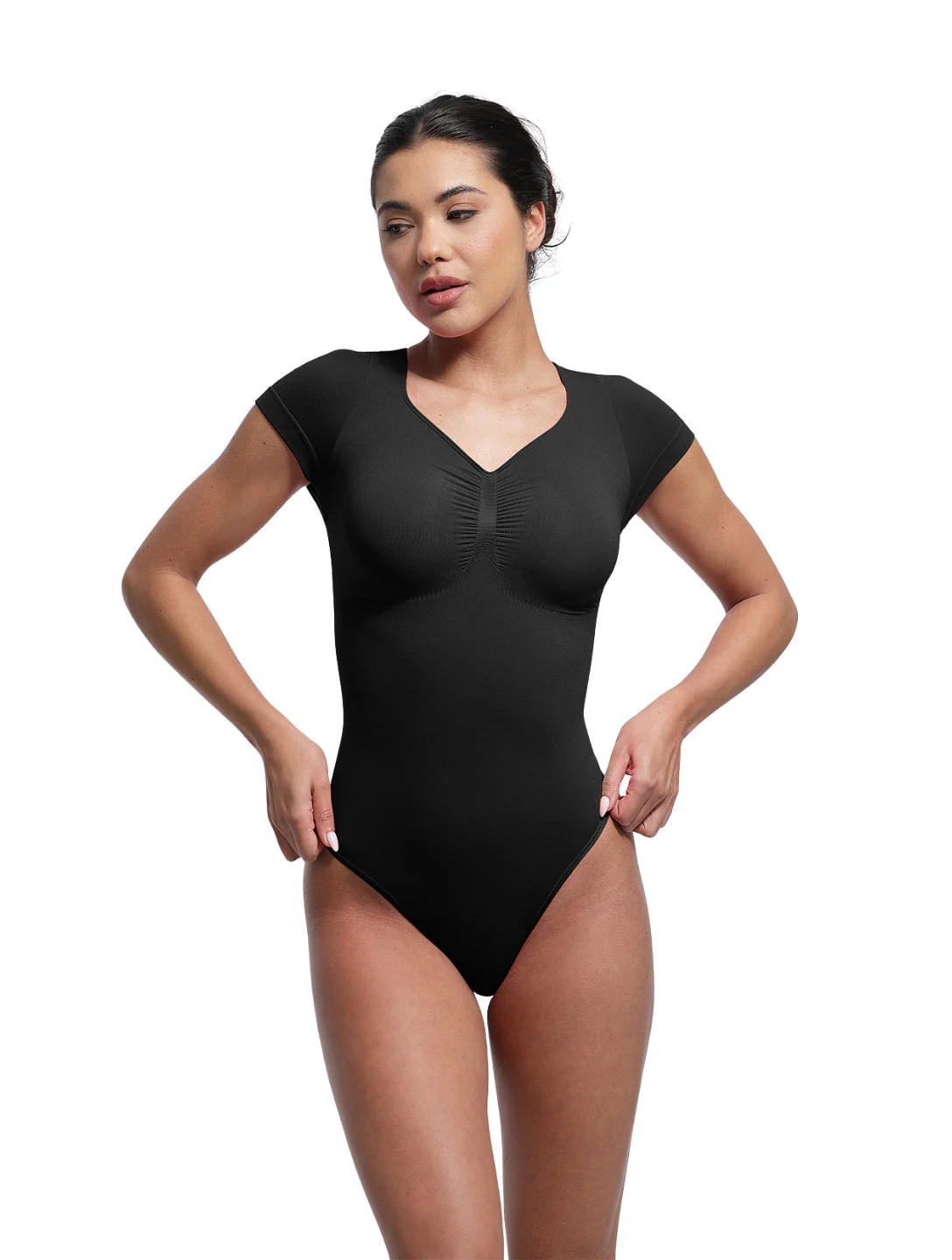 V-Neck Sculpting Tee Bodysuit - Image 13
