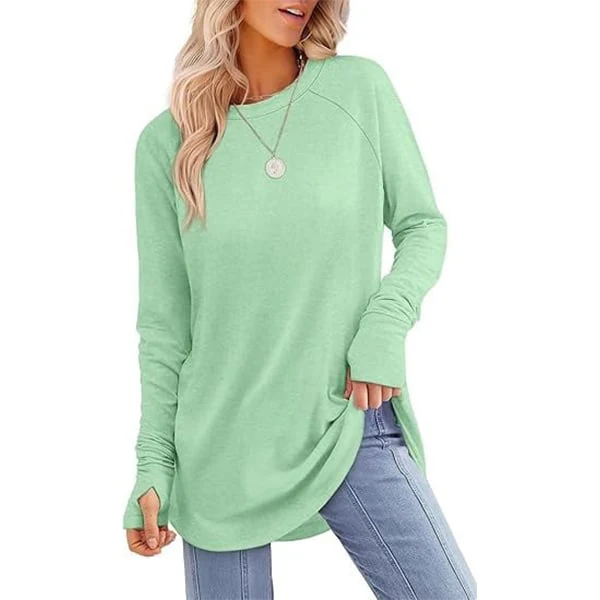 Women's Thumbhole Round Neck Long Sleeve - Image 4