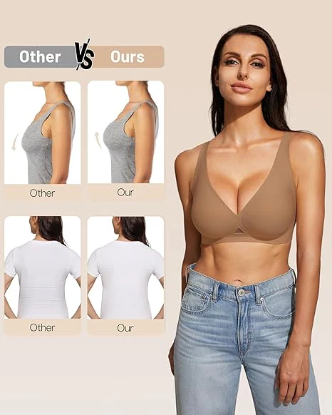 Wireless Jelly Bra Deep V Neck with Breathable Mesh Panels - Image 5