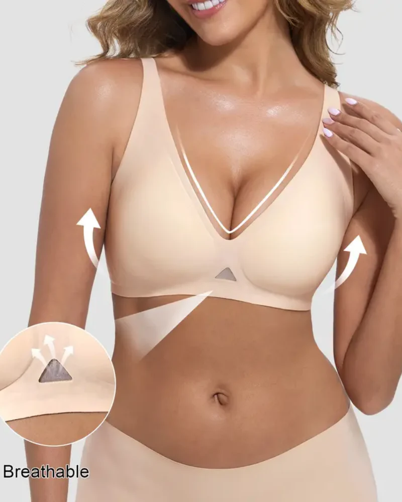Wireless Jelly Bra Deep V Neck with Breathable Mesh Panels - Image 7