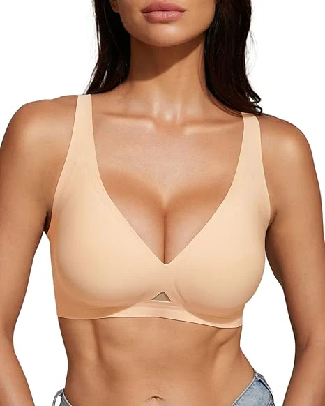 Wireless Jelly Bra Deep V Neck with Breathable Mesh Panels - Image 8
