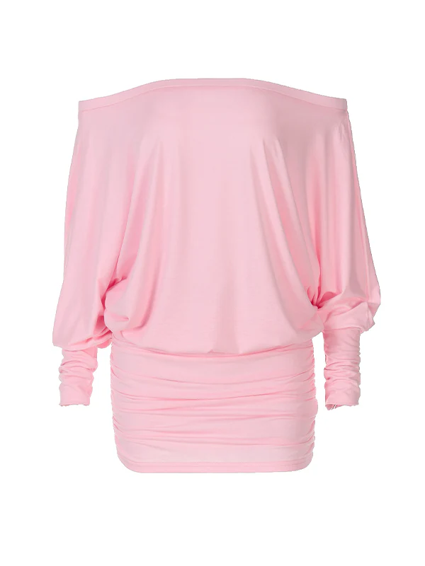 Women's Solid Off The Shoulder Sheer Ruched Dress - Image 8