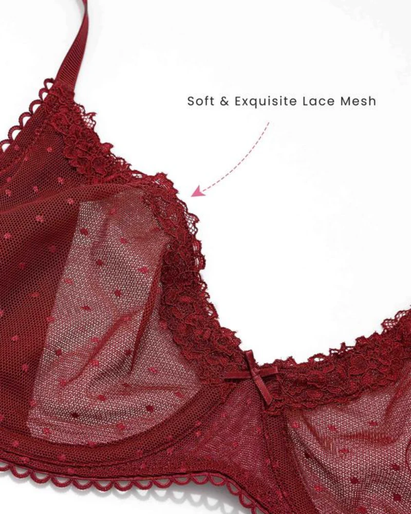 Women's Balconette Lace Bra See Through Demi Sheer - Image 12